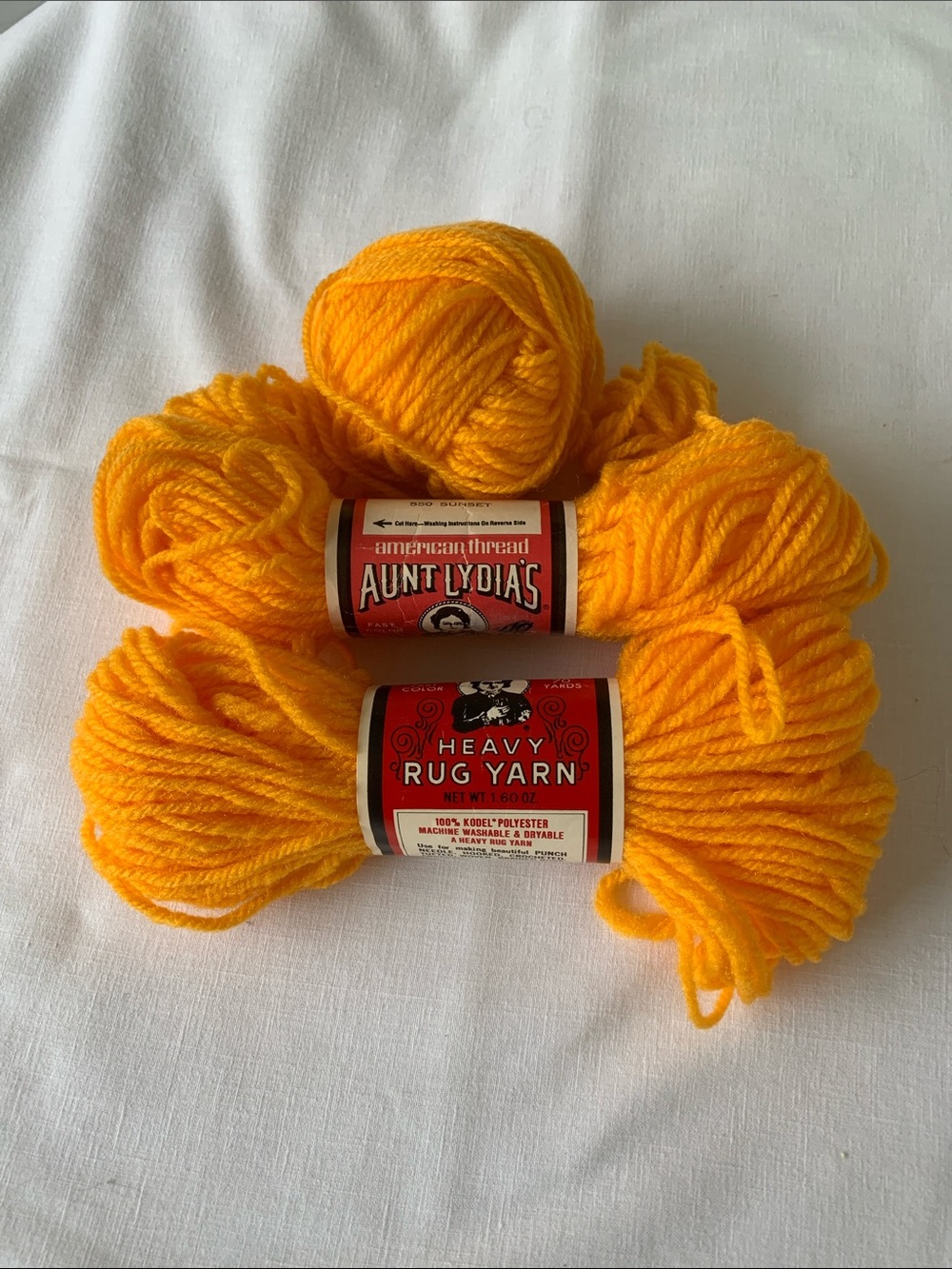 Aunt Lydia’s Rug Yarn - 2+ Skeins - 70 yards - 48 yards and one ball "Sunset"